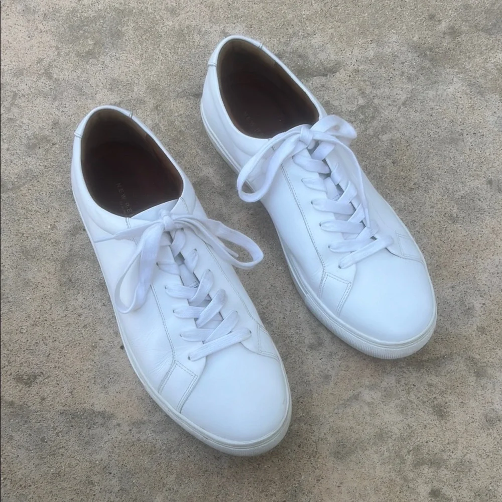 New Republic by Mark Monairy Men's White Leather Casual Sneakers Size 12